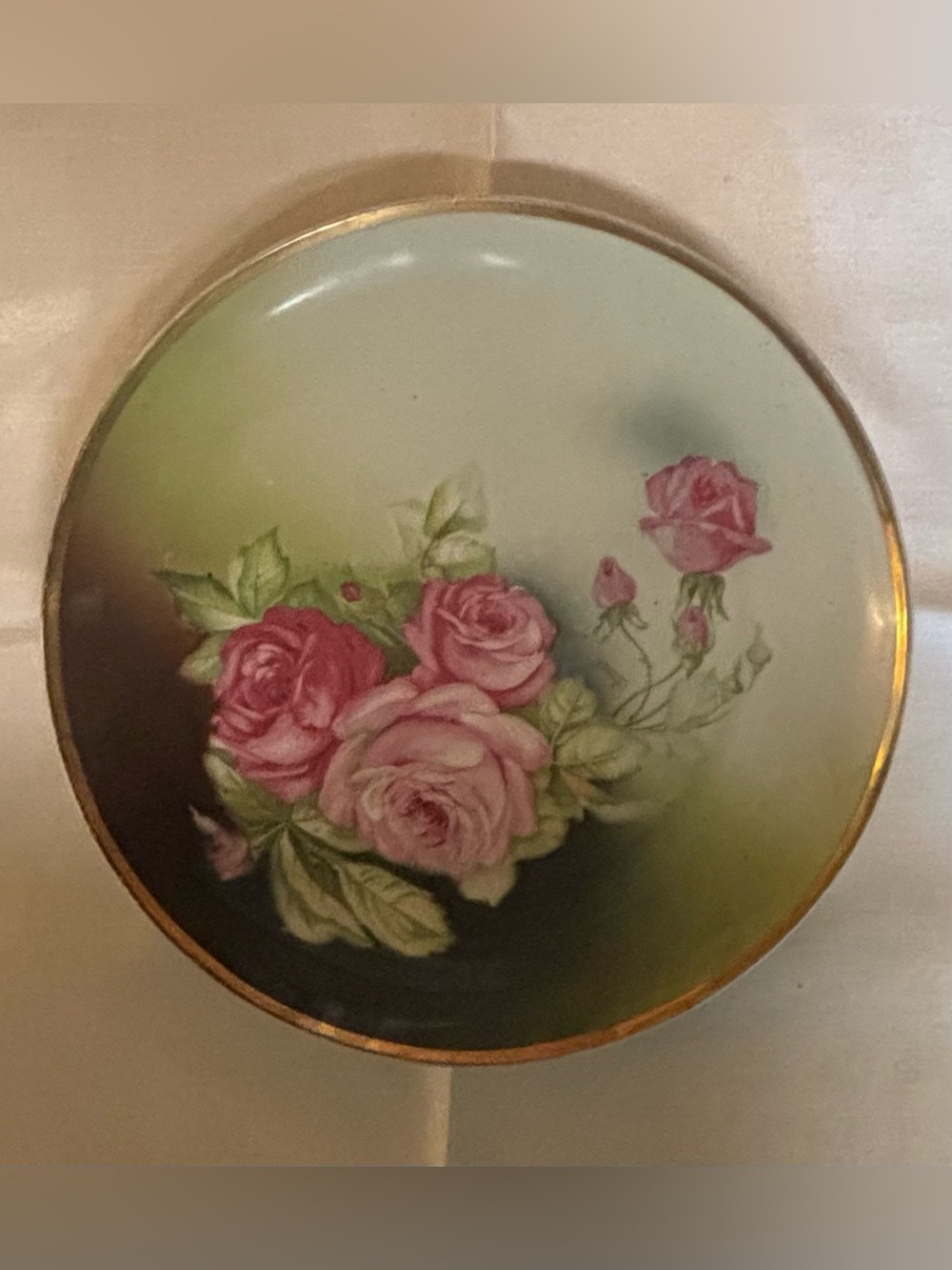 Vintage Welmar Germany 10” Hand-Painted Rose Gold Rim Plate
